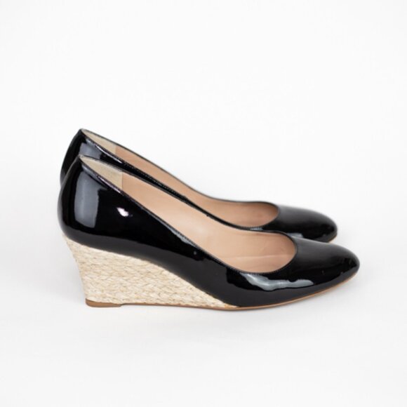 L.K. Bennett Black Patent Leather Wedge Pumps Size 9 EUR 39 - Picture 6 of 12